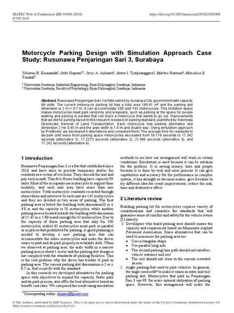 Motorcycle Parking Design with Simulation Approach Case .